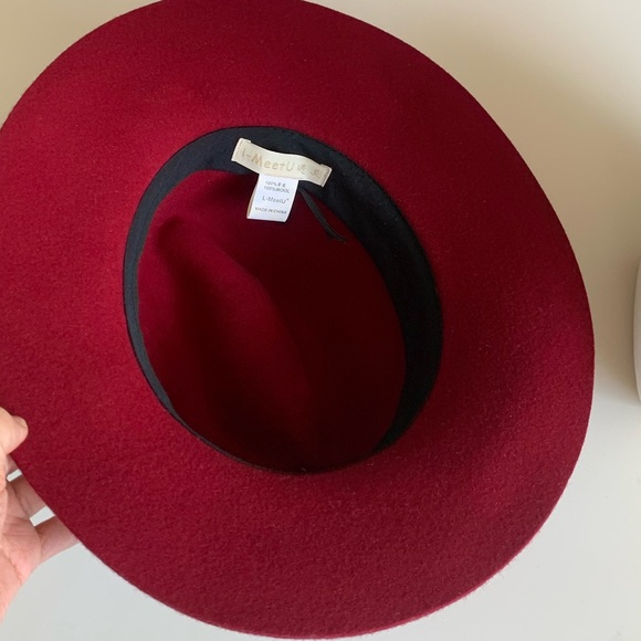 Burgundy 100% Wool Fedora 59 cm - Picture 5 of 6